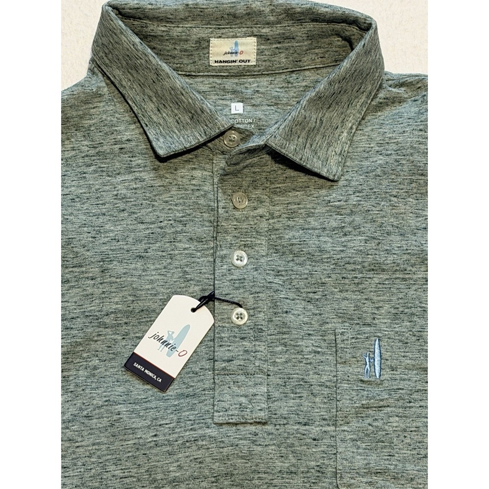 Johnnie-O Hangin' Out Active Golf Polo Shirt Mens Size L Heather Kiwi Green NWT